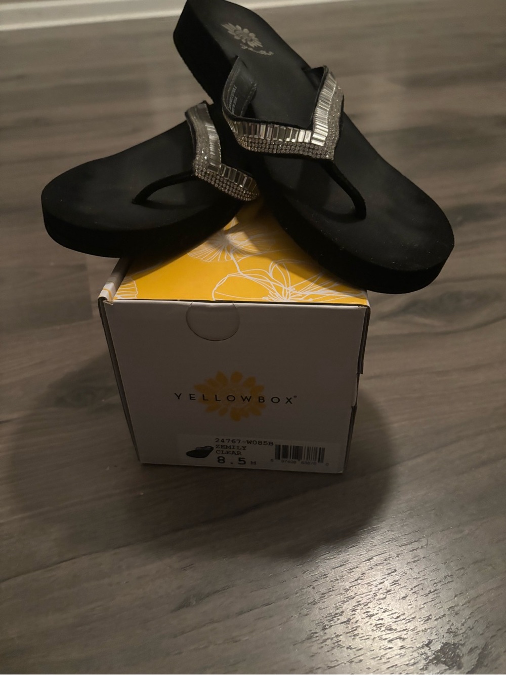 Yellowbox “Celestial” Black Beaded Thong Sandals